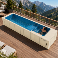 Piscine hors sol rectangulaire en acrylique et fibre de verre Magic House, préfabriquée sur mesure, avec jacuzzi et jets d'hydrothérapie