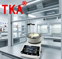 Agitador Magnético de Laboratorio TKA con Calentamiento por Cámara, Pantalla LCD, Control de Velocidad, Precisión de Temperatura de 0.1°C, 50-2000 rpm