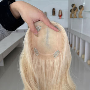 Topper Cheveux Humains Blond Clair pour Femmes, Base Mono 5*6'', Cheveux Vierges Européens Russes, Cuticules Intactes Alignées - Product Image 3