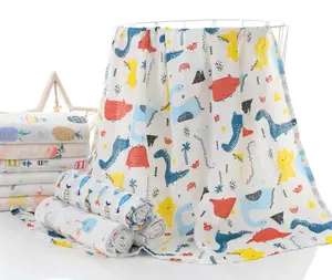 47 x 47 Inches Baby Muslin Swaddle Blankets Dinosaur Unisex Swaddle Wrap Made of 30% Cotton+70% Bamboo