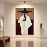 Peinture sur toile abstraite minimaliste grand format, silhouette humaine moderne, art mural fait main, décoration intérieure nordique sans cadre