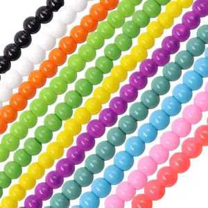 4Mm Cổ Phiếu Đầy Màu Sắc Kẹo Tròn Glass Beads Baking Varnish Vòng Trang Sức Lỏng Hạt Cho Phụ Nữ