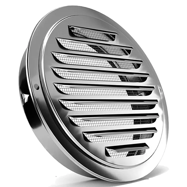 Louvered Grille Cover Vent Hood Flat Ducting Ventilation Air Vent Wall Air Outlet with Fly Screen Mesh for House