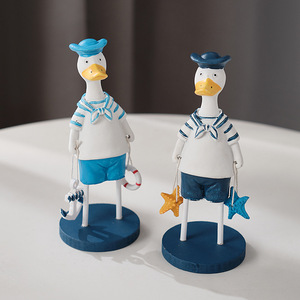 Figurines de canard de style méditerranéen, décor d'animaux en résine pour chambre à coucher, chambre d'enfant, 2 pièces - Product Image 2