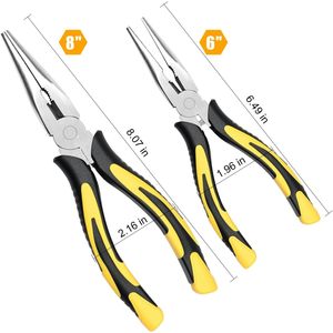 Pinze a punta ad ago lungo Premium 8 "6" morsetto di carta precisione in acciaio ad alto tenore di carbonio sistema di misurazione metrica del filo con impugnatura morbida - Product Image 3