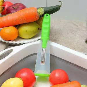 Tipo de armazenamento de aço inoxidável Peeling Knife Multi-Function Peeler Com Handle Roll Skin Tube Storage Box Apple Cenoura Pepino Para