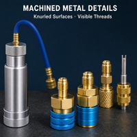 Kit professionnel d'injection de teinture pour huiles HVAC avec adaptateurs d'injecteur métalliques et outil de démontage de valve