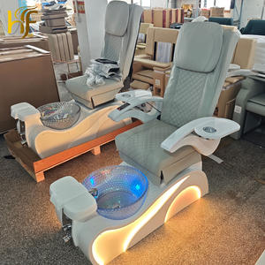 Nagelstudio-Möbel und -Ausstattung: Schwarze und Goldene Elektrisch Verstellbare <span class=keywords><strong>Massage</strong></span>-Maniküre-Fußpflege-Luxus-Pedikürestühle mit LED-Beleuchtung - Product Image 5