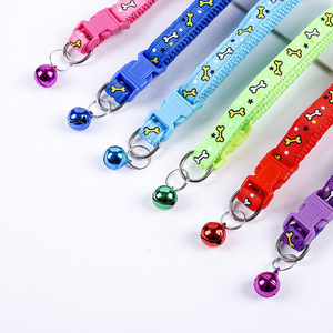 KingHon Polyester Bone Shape Printing <b>Cat</b> <b>Collars</b> With Bell Adjustable <b>Quick</b> <b>Release</b> Buckle <b>Collar</b> Small Dog <b>Collar</b> - Product Image 4