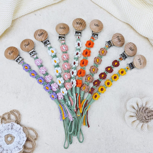 Mignon Tricoté Attache-Sucette Bébé Tressé Porte-Sucette Sangle Fille Crochet Fleur Bavoirs Attache-Sucette - Product Image 3