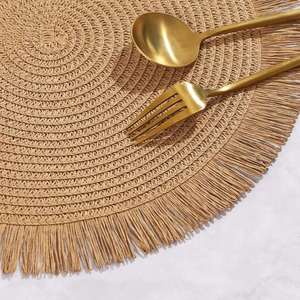 Nouveau Set de Table en Papier 38cm, Style Bohème, Tressé à Pompons, Isolant Thermique, Haut de Gamme, Simple, pour Restaurant Occidental - Product Image 3