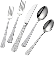 Ensemble de couverts de style artisanal pour mariage, en acier inoxydable miroir, robuste, résistant au lave-vaisselle, durable et portable pour la table à manger