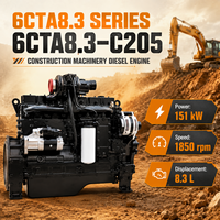 Moteur diesel turbocompressé CUMS 6CTA8.3-C205 151 kW 1850 tr/min 8,3 L 151 kW pour les travaux de construction lourds et les équipements industriels