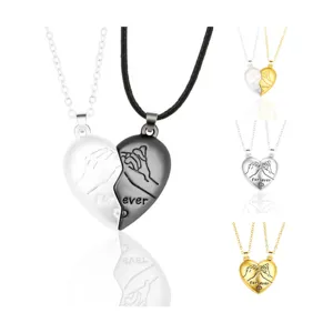 Two Soul One Heart Alloy Magnetic Pendant Best Friend Hand in Hand Necklace Love Forever Hook Attract Couples Promise Necklaces