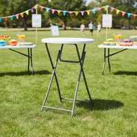Mesa Plegable Ligera de HDPE con Estructura de Acero, Ideal para Picnic, Comedor, Café al Aire Libre, Conferencias y Bodas