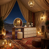 Coiffeuse moderne pour chambre à coucher avec panneau amovible et éclairage LED – Ensemble de table de maquillage