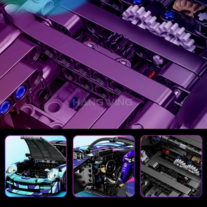 รถสปอร์ตไซเบอร์พังก์บังคับวิทยุ ชุดตัวต่อ 1000+ ชิ้น ของเล่นแบบจำลองรถซูเปอร์คาร์สุดเท่ห์ - Product Image 3