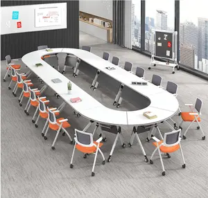 एकिनटॉप आधुनिक प्रशिक्षण उपयोगी मल्टी-फंक्शन संयोजन टेबल और कुर्सी सेट मेटल मीटिंग रूम स्कूल डेस्क