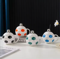 Mug en porcelaine personnalisé Coupe de football 2026 avec couvercle et plateau 400 ml Réutilisable Souvenir sportif Design football Cadeaux d'affaires Boîte cadeau