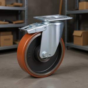Roue avec noyau en fonte, support pivotant, série lourde avec frein - Product Image 3