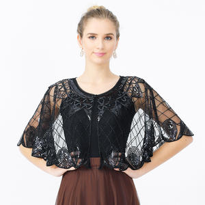 Mujeres <span class=keywords><strong>Azul</strong></span> Rojo Malla Lentejuelas <span class=keywords><strong>Fiesta</strong></span> Boda Chal Mujer Lentejuelas <span class=keywords><strong>Bolero</strong></span> Señora Sexy Boda <span class=keywords><strong>Fiesta</strong></span> Capa - Product Image 1