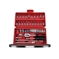 Jeu de clés à douilles 46 pièces, kit d'outils d'entretien automobile et moto, ensemble d'outils de quincaillerie compact pour la maison