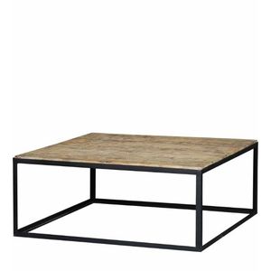 Mesa de centro cuadrada de madera con patas de metal, diseño rústico moderno, duradera y fácil de limpiar, muebles para sala de estar - Product Image 3