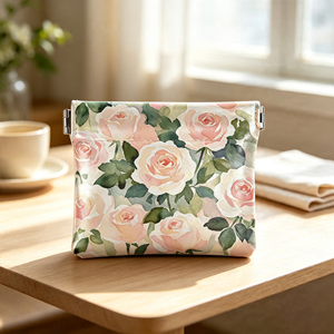 Waterproof PU Leather Change <b>Pouch</b> Cute Rose Print <b>Mini</b> Wallet with Inner Velvet - Product Image 1