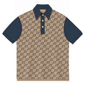 <span class=keywords><strong>Polo</strong></span> Jacquard Beige e Blu a Maniche Corte con Abbottonatura Metallica per Atmosfere Estive e Beach <span class=keywords><strong>Club</strong></span> - Product Image 1