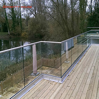 Rampe en verre sans cadre à fixation en U pour escalier, balustrade dissimulée avec éclairage LED intégré pour centres commerciaux et maisons