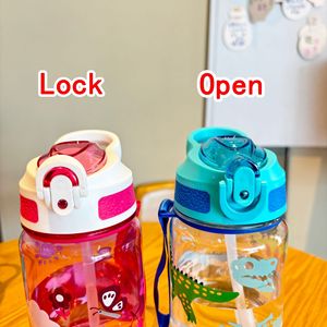 <b>Childrens</b> Cartoon Straw Cup With Handle Leak Proof Portable For School And Outdoor Use Plastic <b>Water</b> <b>Bottle</b> - Product Image 4