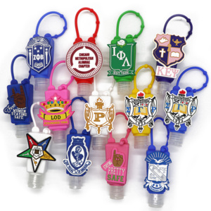 Porte-clés désinfectant pour la fraternité PHI BETA SIGMA / Porte-désinfectant pour les mains en silicone violet grec avec flacon <span class=keywords><strong>vide</strong></span> - Product Image 5