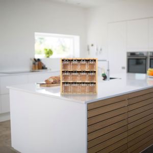 2025 Bamboo Spice Rack <b>Storage</b> Shelves 3 Tier Standing Spice Rack Organizer <b>Kitchen</b> with 12 Spice Cans - Product Image 6