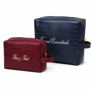 Reusable Crocodile Texture PU Leather Cosmetic <b>Case</b> Zipper <b>Makeup</b> Storage Bag Personalized Embroidery for Travel - Product Image 6