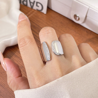 Bagues de joaillerie fine, zircon blanc, bague ajustable en laiton, bagues ajustables pour hommes en acier inoxydable