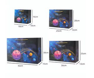 Customized Eco-Friendly Waterproof Cartoon <b>Space</b> Theme <b>Gift</b> Bag with Ribbon Handle for Clothing & Shoes Packaging - Product Image 2