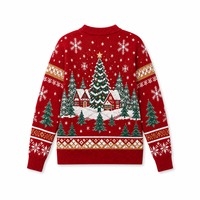 Pull personnalisé OEM pour couple, motif globe de neige de Noël, tricoté pour homme, collection hiver