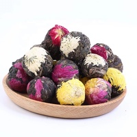 Boules de thé à fleurs biologiques de qualité supérieure nouées à la main | Tisane de santé naturelle avec jasmin/rose | Végétalien, fournisseur certifié halal