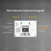 Système d'alarme de sécurité domestique intelligent WiFi Tuya de 7 pouces avec détecteur d'eau, portée de détection de 100 à 200 m, modèle tactile WT4F