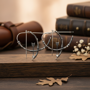Oak <b>Bow</b> And Arrow Vintage Earrings Oxidized Handcrafted Wholesale Elegant Stylish 925 Sterling Silver Jewelry - Product Image 3