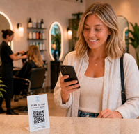 Support de paiement sans contact en acrylique personnalisé avec code QR à scanner, en forme de L, pour café