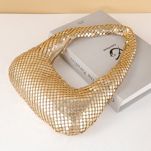 Borsa da Sera di Lusso con Paillettes a Rete per <span class=keywords><strong>Donne</strong></span>, Borsa Brillante Argento e Oro, Stile Y2K, Borsa a Tracolla per Feste e Matrimoni - Product Image 6