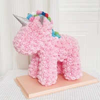 Cadeau de la Saint-Valentin 520 : Rose PE Grande Licorne Haut de Gamme, Cadeau d'Anniversaire Créatif, Fleur Éternelle Faite à la Main pour Usage Intérieur