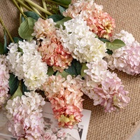 Fleurs artificielles de haute qualité, Hortensia blanc bordeaux pour arrangement floral, mariage, fête, décoration de table à domicile, vente en gros