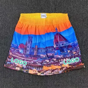 Custom Sublimation Printed Mesh Men Shorts Sports Short Inseam Basketball Street Shorts Polyester Men's Shorts