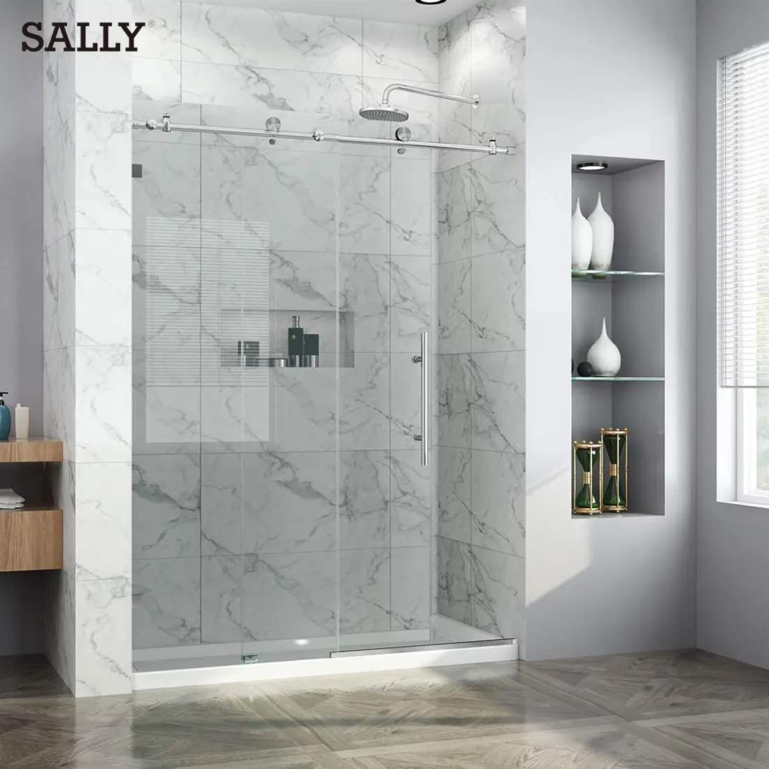 Салли из закаленного стекла двери ливня прямоугольное 10 мм раздвижная душевая дверная фурнитура Ванна Душ со стеклянной дверью для ванной комнаты