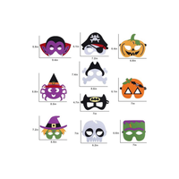 Masques d'Halloween en feutre pour enfants Cosplay Mascarade Party Eye Mask avec corde élastique Sorcière Citrouille Pirate Squelette Vampire Mask