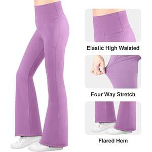 Pantalones Deportivos de Cintura Alta con Efecto Levanta Glúteos, Pantalones de Yoga con Microvolantes y Pierna Ancha para Primavera/Verano - Product Image 6