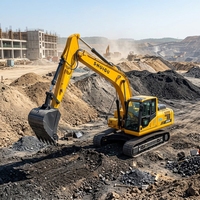 Excavatrice hydraulique d'occasion de 15 tonnes avec moteur Weichai de 92 kW, puissance compétitive, idéale pour les travaux de canalisations d'irrigation et les machines de travaux aquatiques.
