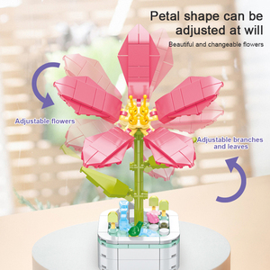 Micro juego de bloques de construcción para niñas, <span class=keywords><strong>Mini</strong></span> bloques de construcción de jardín con flores elegantes, juguetes para niñas, regalos - Product Image 6